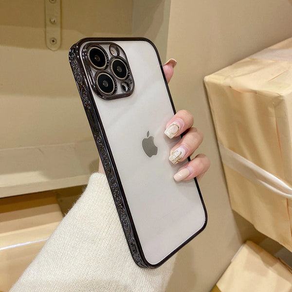 Classic Textured Electroplated Back Case Cover for iPhone