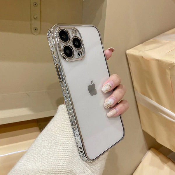 Classic Textured Electroplated Back Case Cover for iPhone