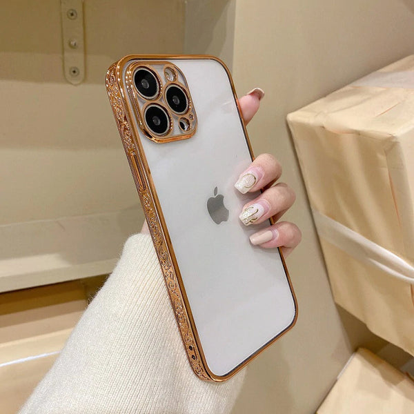 Classic Textured Electroplated Back Case Cover for iPhone