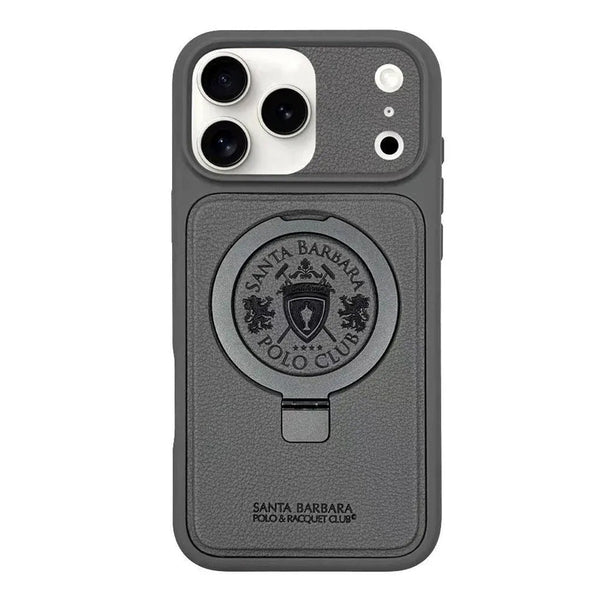 Santa Barbara Primo Series Magnetic Ring Kickstand Leather Case for iPhone 17 Series