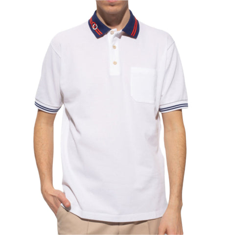 Premium White   Piquet Polo with Interlocking GG T-shirt