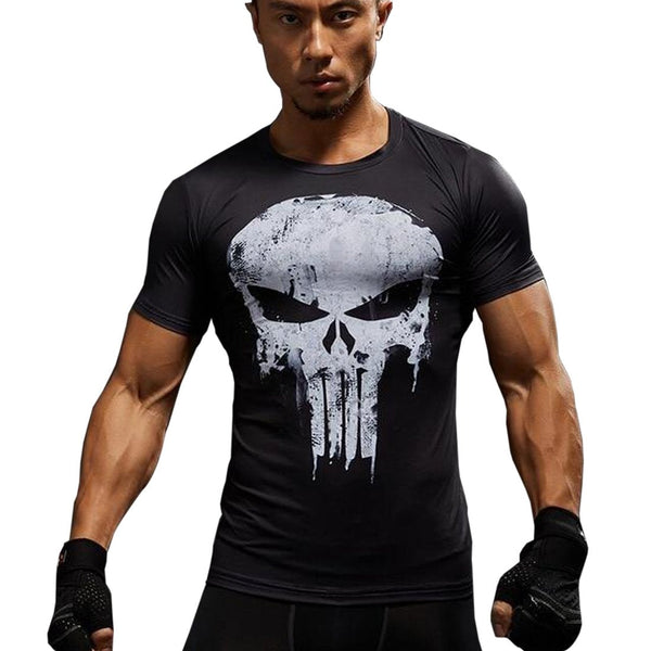 Men Compression supermen and captain america 3D Print T-Shirt