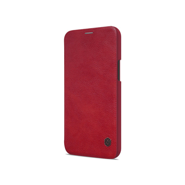 iPhone 12 ProMax Cherry Red Leather Mobile Case (Flip Cover)