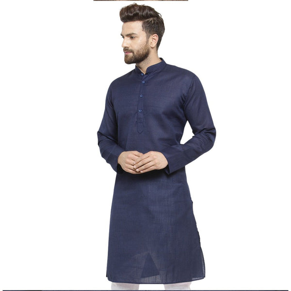 New Lenin Plain Kurta In Navy Blue By Luxury at Less