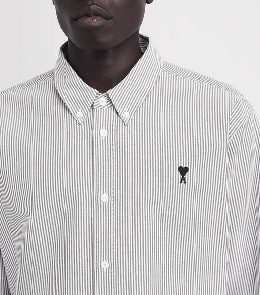 Luxury Black & White Striped Branded Shirt Smart Casual Classic