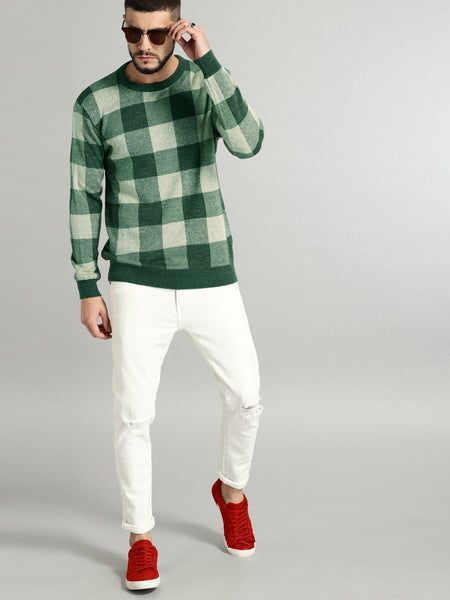 Men Off-White Regular Fit Mid-Rise Slash Knee Stretchable Jeans