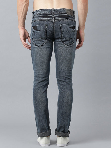 Men Grey & Blue Slim Fit Mid-Rise Mildly Distressed Jeans