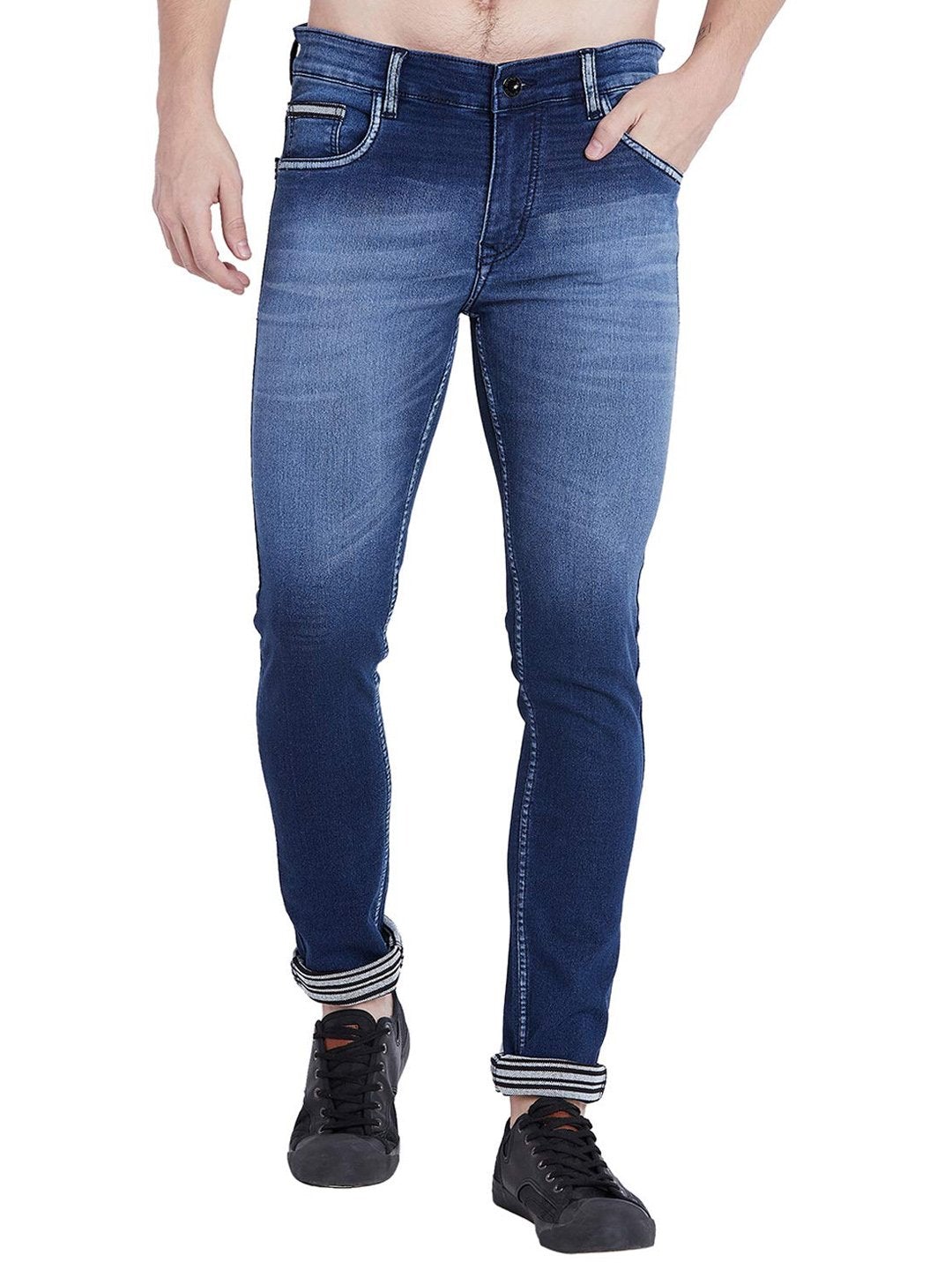 Men Blue Slim Fit Whisker Jeans