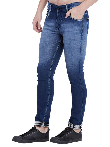 Men Blue Slim Fit Whisker Jeans