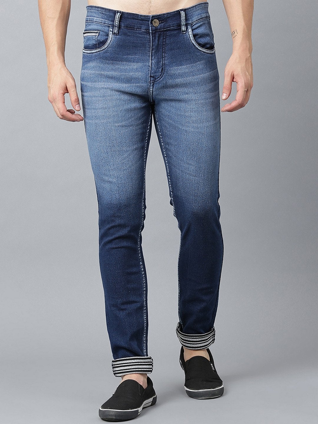 Men Blue Slim Fit Mid-Rise Clean Look Stretchable Jeans