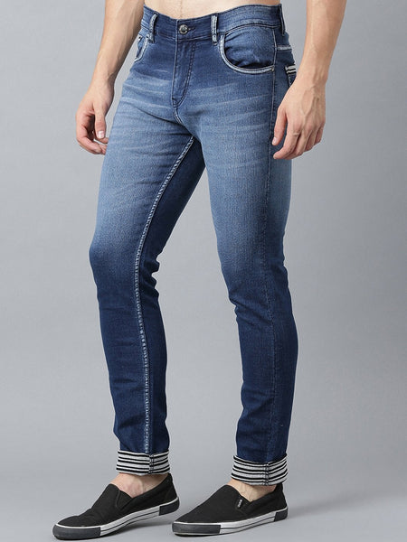 Men Blue Slim Fit Mid-Rise Clean Look Stretchable Jeans
