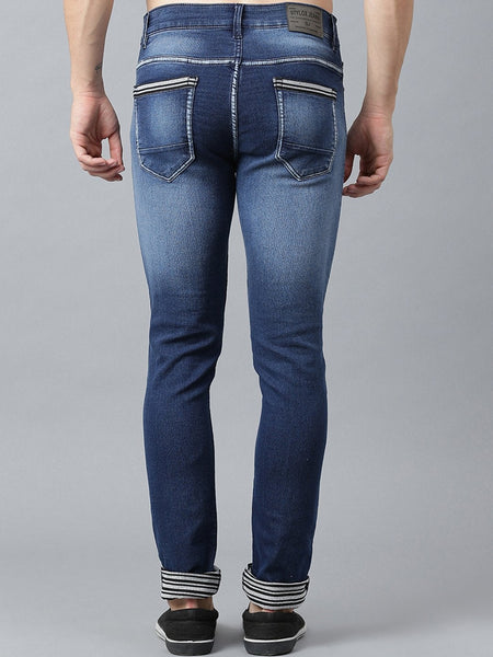 Men Blue Slim Fit Mid-Rise Clean Look Stretchable Jeans