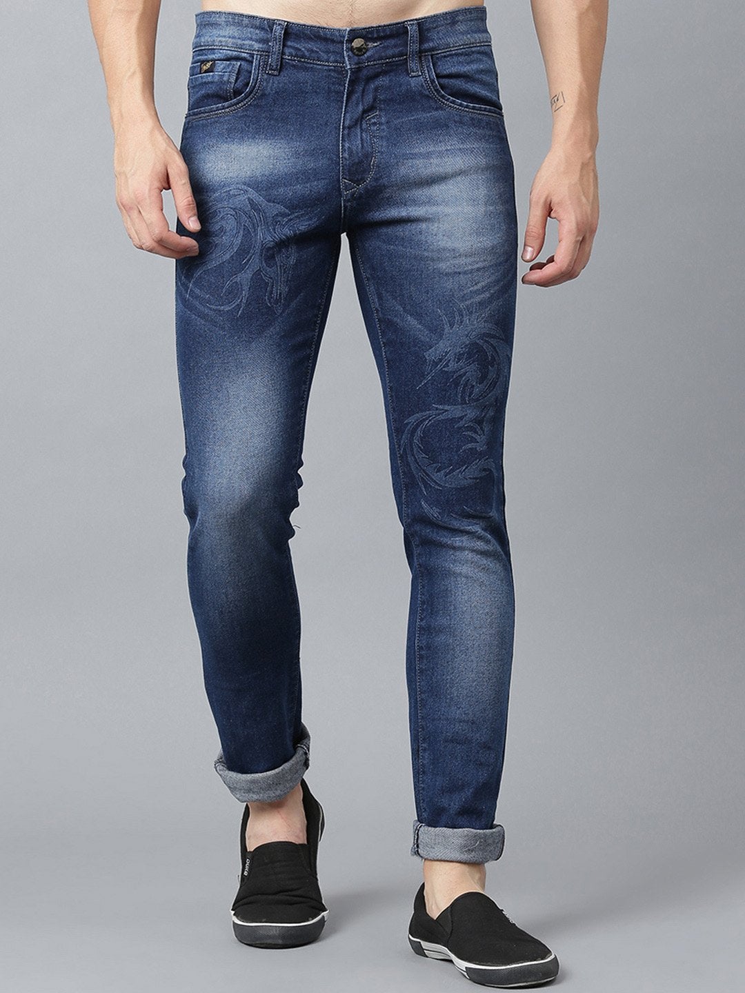 Men Blue Slim Fit Mid-Rise Clean Look Stretchable Jeans