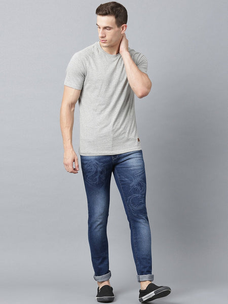 Men Blue Slim Fit Mid-Rise Clean Look Stretchable Jeans