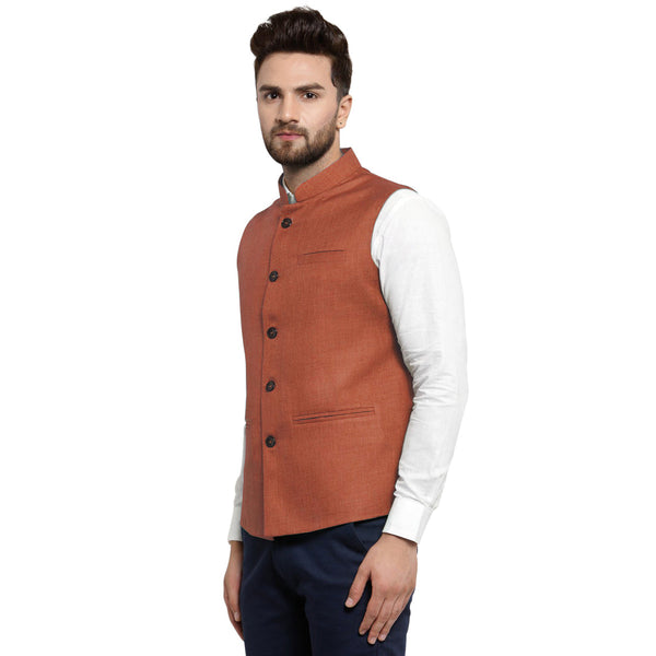 Luxury at Less Coffee Brown Nehru jacket For Men Stylish Latest Design Suitable for Ethnic Wear/Wedding Wear/ Formal Wear/Casual Wear