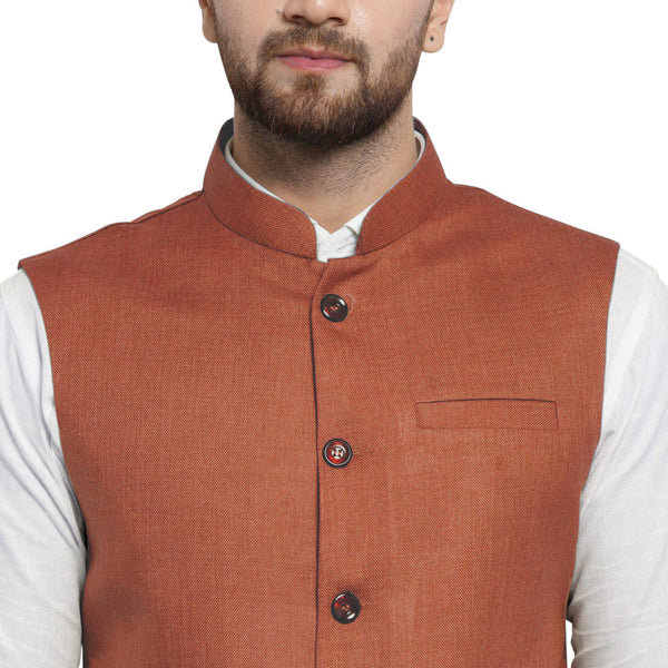 Luxury at Less Coffee Brown Nehru jacket For Men Stylish Latest Design Suitable for Ethnic Wear/Wedding Wear/ Formal Wear/Casual Wear