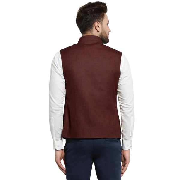 Luxury at Less Dark Brown Nehru jacket For Men Stylish Latest Design Suitable for Ethnic Wear/Wedding Wear/ Formal Wear/Casual Wear