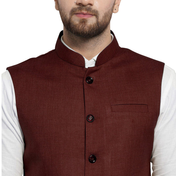 Luxury at Less Dark Brown Nehru jacket For Men Stylish Latest Design Suitable for Ethnic Wear/Wedding Wear/ Formal Wear/Casual Wear