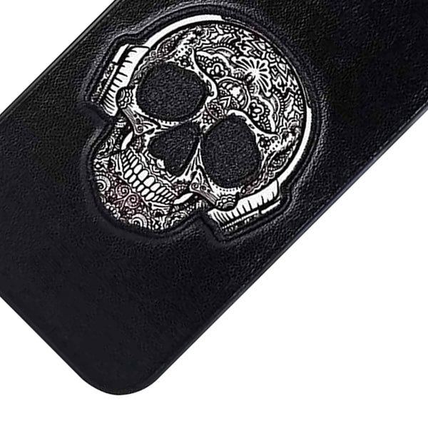 Skull Leather Back Case Cover for Apple iPhone - Black