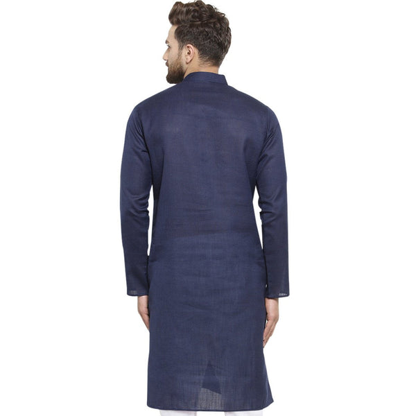 New Lenin Plain Kurta In Navy Blue By Luxury at Less