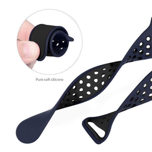 Silicone Sports Watch Strap for Apple Watch Series 5/4/3/2/1(Blue & Black Air Hole)