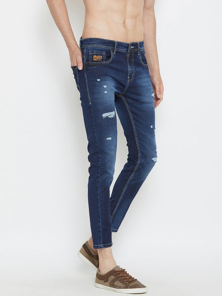 Men Blue Slim Fit Distressed stretchable Jeans