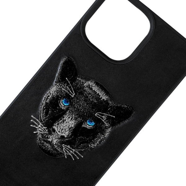 Panther Leather Back Case Cover for Apple iPhone  - Black