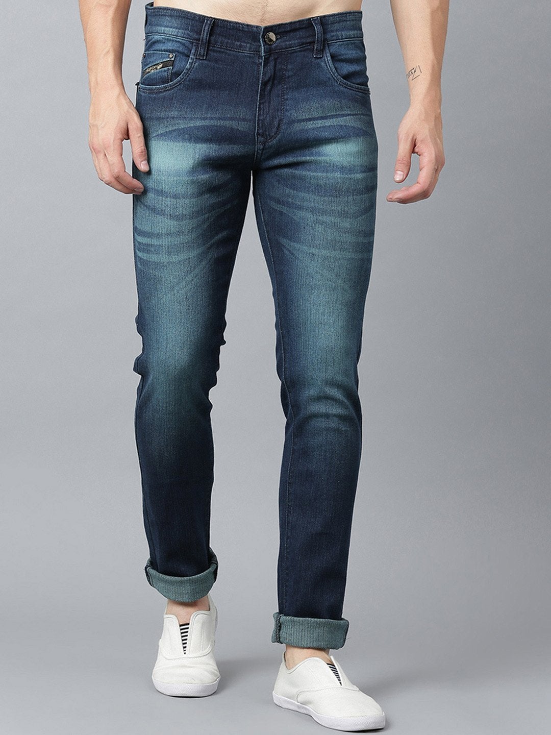 Men Blue Slim Fit Mid-Rise Clean Look Stretchable Jeans