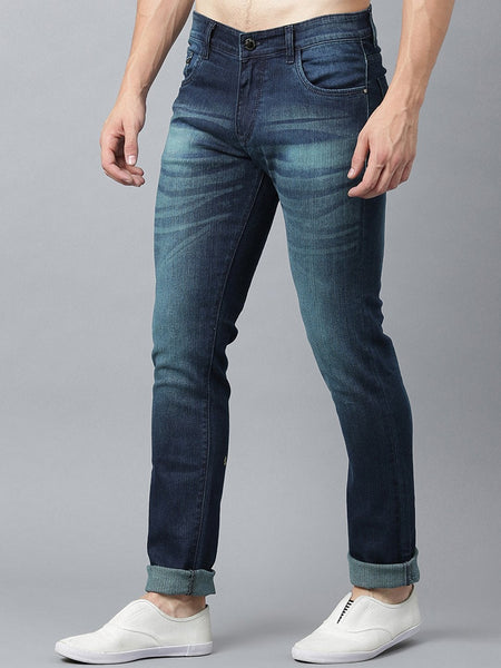 Men Blue Slim Fit Mid-Rise Clean Look Stretchable Jeans