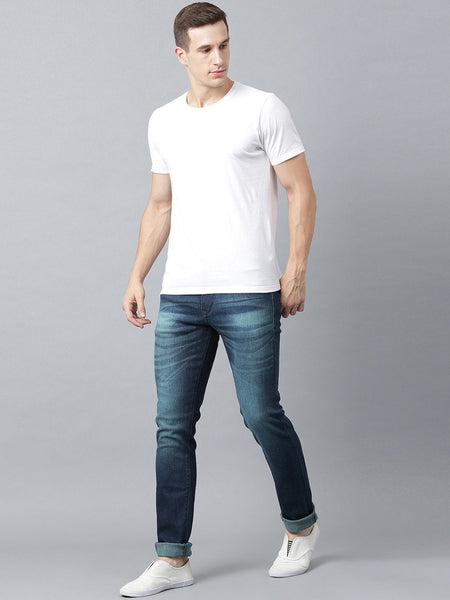 Men Blue Slim Fit Mid-Rise Clean Look Stretchable Jeans