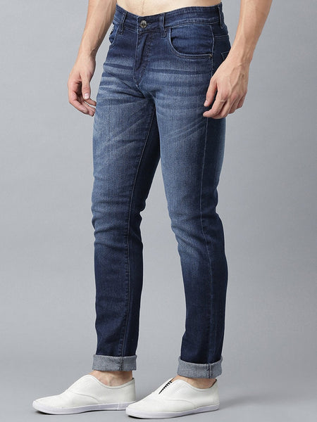 Men Blue Slim Fit Mid-Rise Clean Look Stretchable Jeans