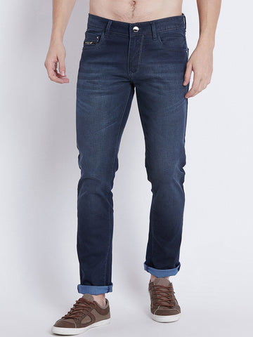 Men Blue Slim Fit Mid-Rise Clean Look Stretchable Jeans