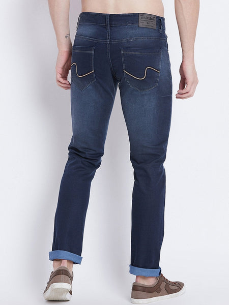 Men Blue Slim Fit Mid-Rise Clean Look Stretchable Jeans