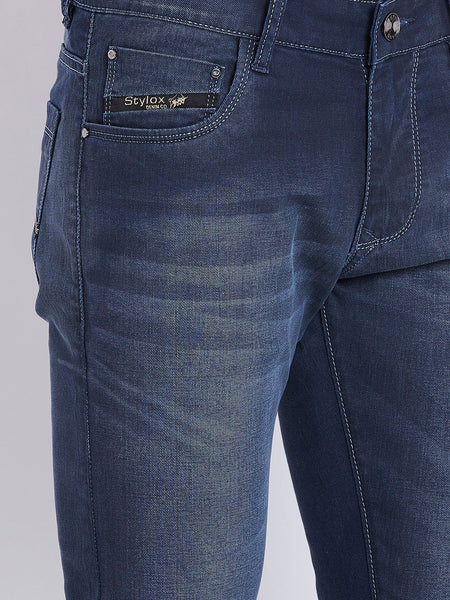 Men Blue Slim Fit Mid-Rise Clean Look Stretchable Jeans
