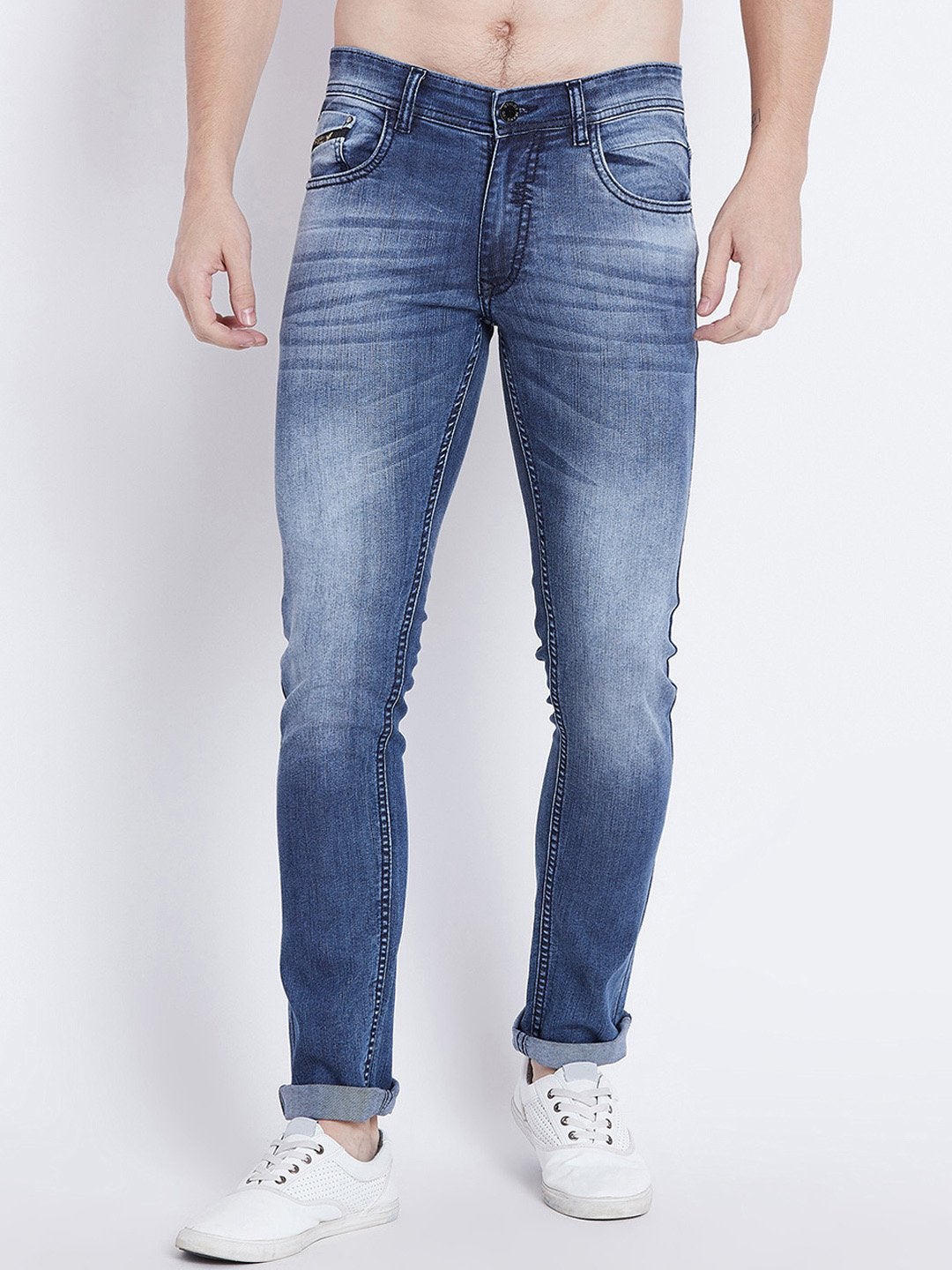 Men Blue Slim Fit Mid-Rise Clean Look Stretchable Jeans