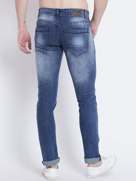 Men Blue Slim Fit Mid-Rise Clean Look Stretchable Jeans