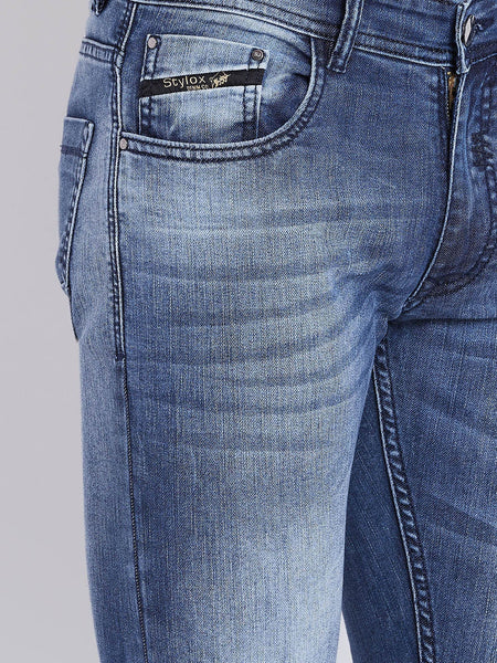 Men Blue Slim Fit Mid-Rise Clean Look Stretchable Jeans