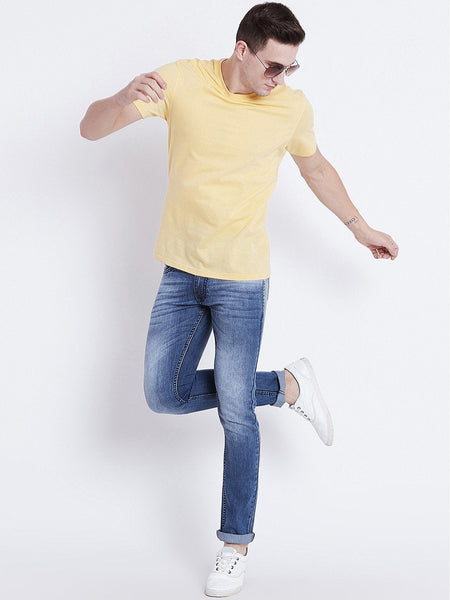 Men Blue Slim Fit Mid-Rise Clean Look Stretchable Jeans