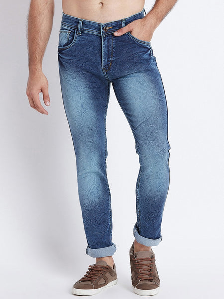 Men Blue Slim Fit Mid-Rise Clean Look Stretchable Jeans