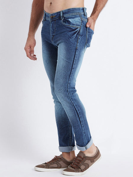 Men Blue Slim Fit Mid-Rise Clean Look Stretchable Jeans