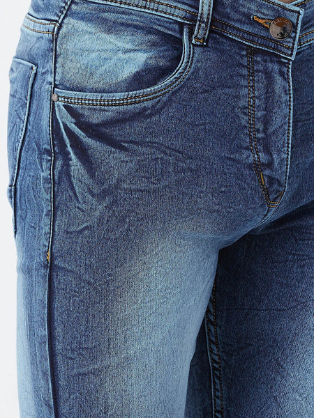 Men Blue Slim Fit Mid-Rise Clean Look Stretchable Jeans