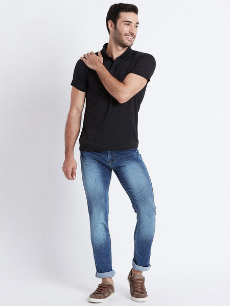 Men Blue Slim Fit Mid-Rise Clean Look Stretchable Jeans