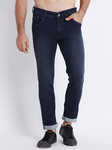 Men Blue Slim Fit Mid-Rise Clean Look Stretchable Jeans
