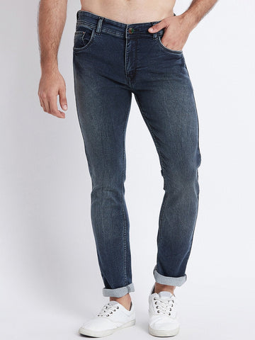 Men Blue Slim Fit Mid-Rise Clean Look Stretchable Jeans