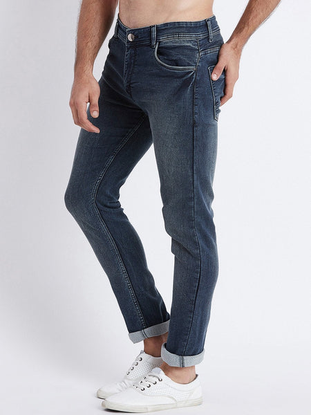 Men Blue Slim Fit Mid-Rise Clean Look Stretchable Jeans