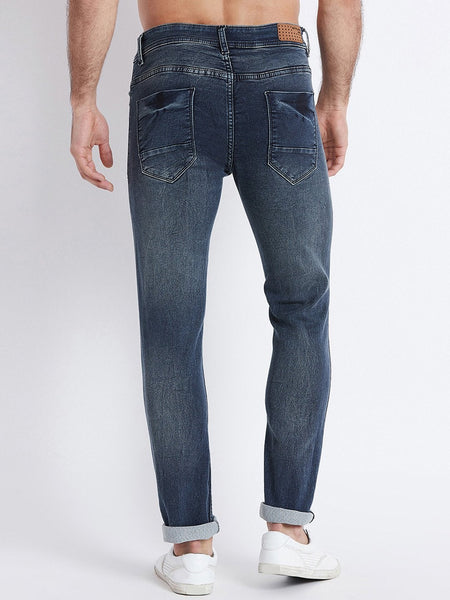 Men Blue Slim Fit Mid-Rise Clean Look Stretchable Jeans