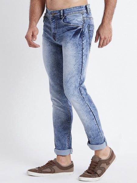 Men Blue Slim Fit Mid-Rise Washed Clean Look Stretchable Jeans