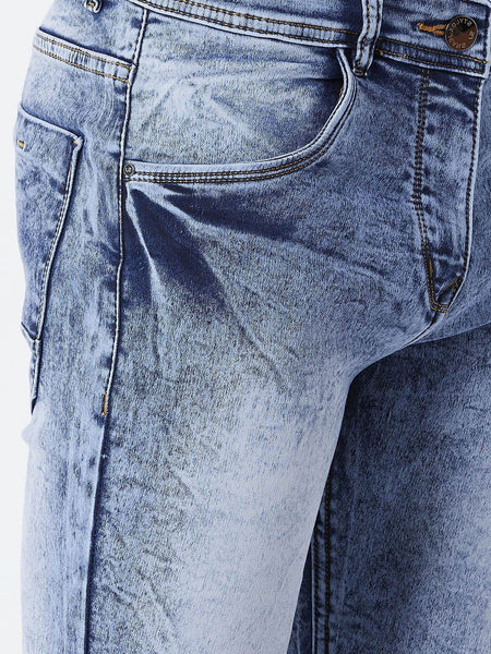 Men Blue Slim Fit Mid-Rise Washed Clean Look Stretchable Jeans