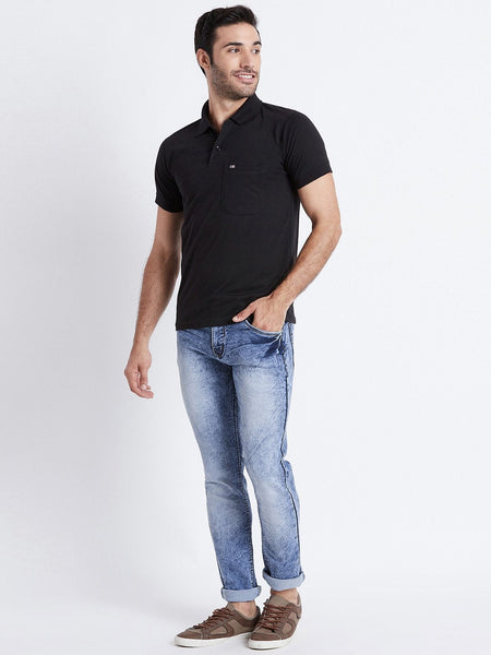 Men Blue Slim Fit Mid-Rise Washed Clean Look Stretchable Jeans