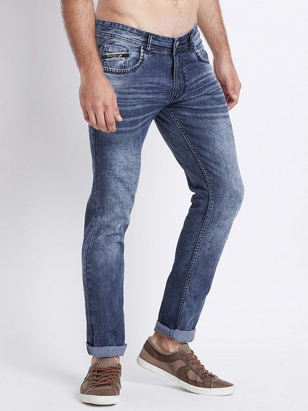 Men Blue Slim Fit Mid-Rise Clean Look Stretchable Jeans